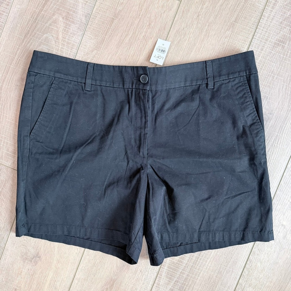 Loft Outlet Chino Shorts Womens 16 Black 6 Inch Inseam Cotton Twill Mid Rise NWT